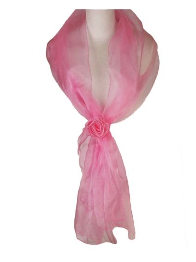 Zuurstokroze organza stola met corsage 