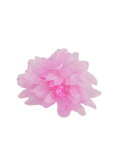 Roze haarspeld/corsage met organza