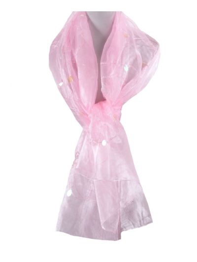 Lichtroze organza stola geborduurd met koord