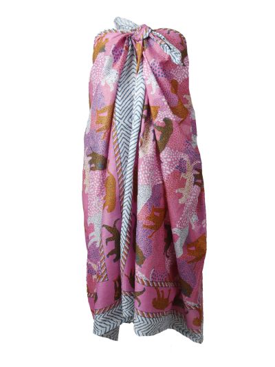 Liz sarong met luipaard print in roze