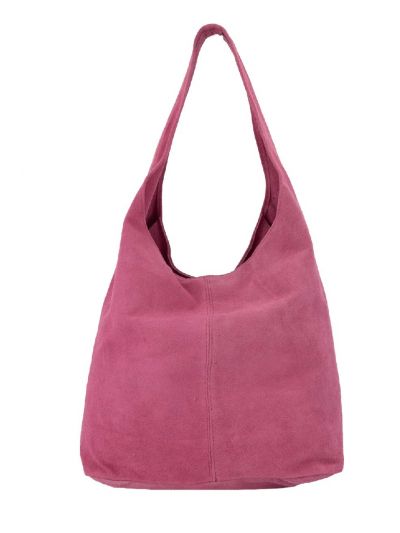 Roze suède shopper met rits