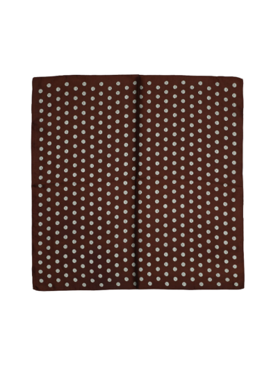 Donkerbruin vierkant sjaaltje met stippen