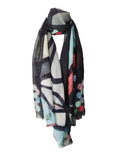Artistieke wollen mousseline sjaal