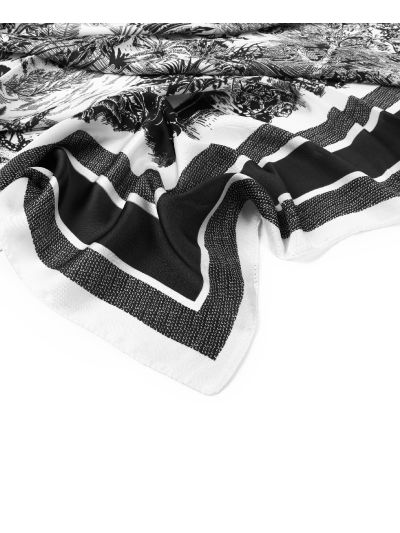 Vierkant satijnen sjaaltje met illustratieprint