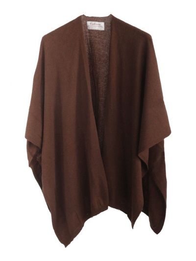 Kasjmier-blend omslagdoek in kastanjebruin