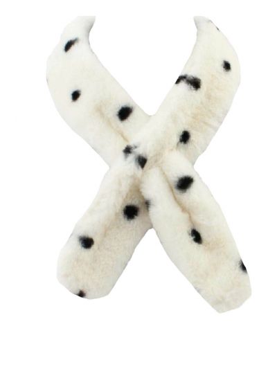 Smalle ivoorkleurige polka dot bont das/sjaal