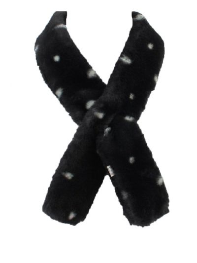 Smalle zwarte polka dot bont das/sjaal