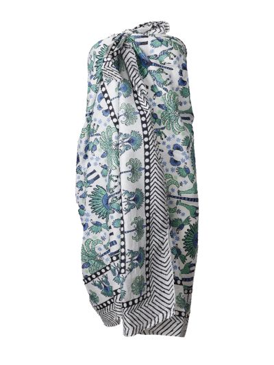 Sarong met dierenprint in blauw en mintgroen