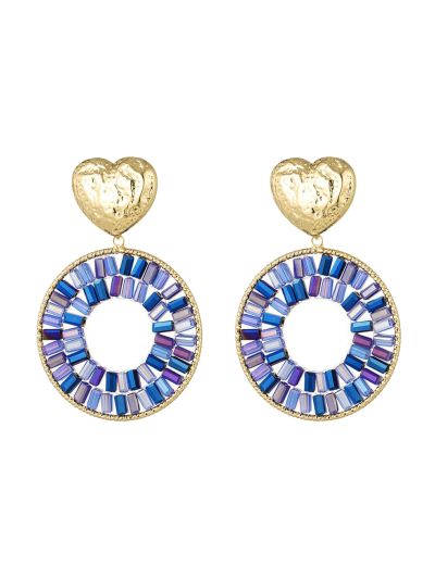 Statement oorbellen met hart & kralen