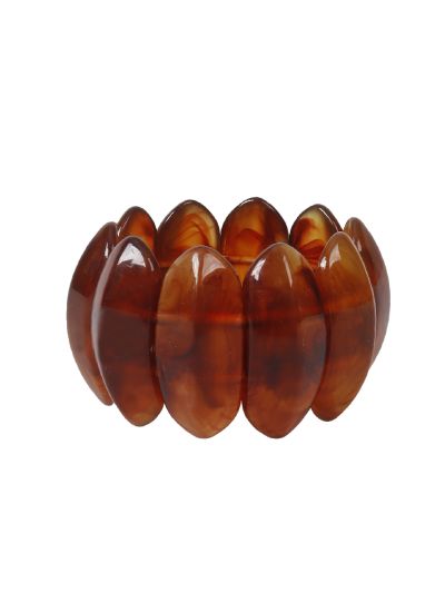 Statement armbanden met marmerlook in bruin