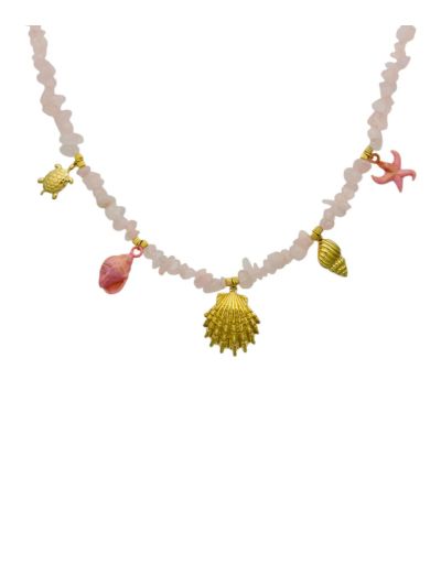 Statement koraal ketting in zachtroze