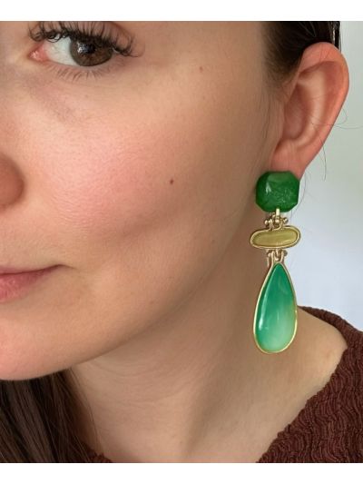 Statement stones oorbellen in groen-tinten