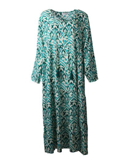 Strandjurk met aquarel print in mintgroen