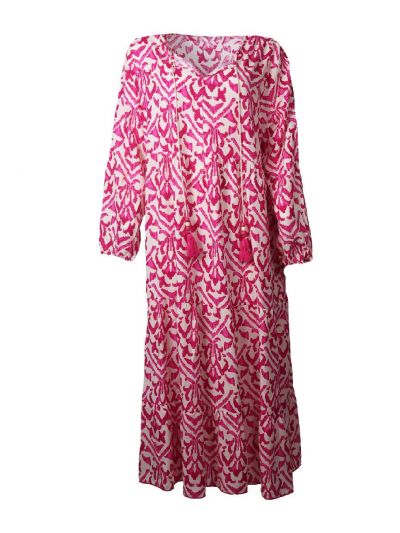 Strandjurk met aquarel print in roze