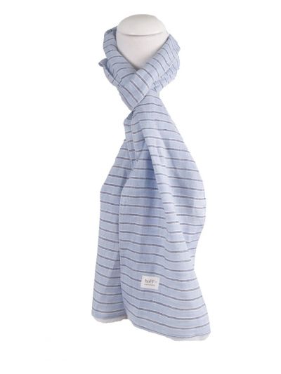 Gestreepte linnen shawl licht jeans-offwhite