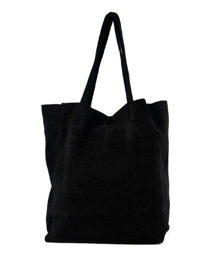 Suède shopper in zwart