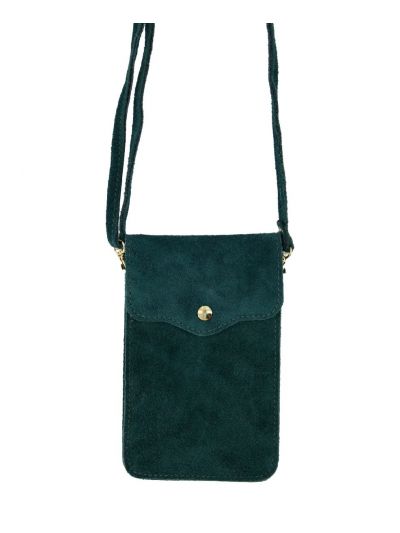 Suede telefoontasje  in petrol