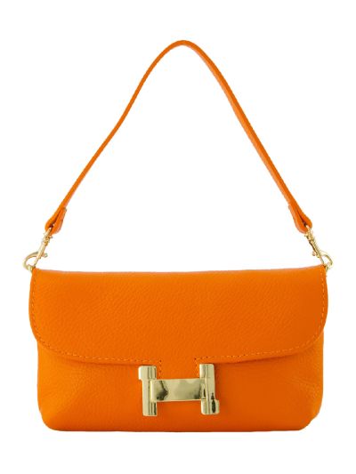 Helene lederen clutch in oranje