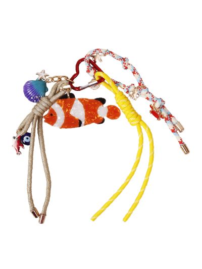 Sleutelhanger/tashanger met grote vis en zee-thema bedeltjes