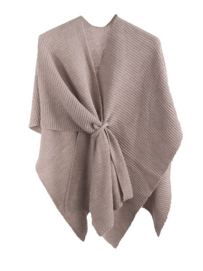 Alpaca-blend omslagdoek in taupe met lus