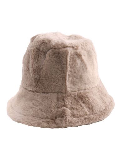 Kunstbont bucket hat in beige