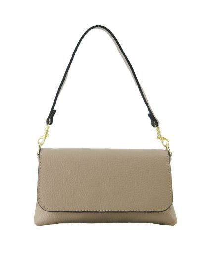 Lederen clutch in taupe