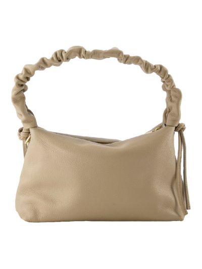 Taupe lederen tas met ruches