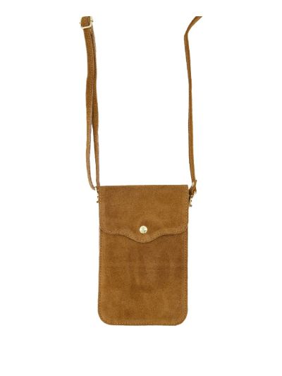 Cognac suede telefoontasje