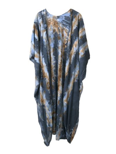 Tie-dye kimono in beige en blauw-tinten
