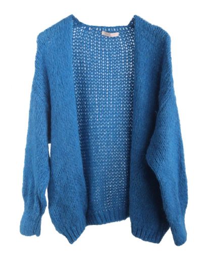 Oversized gebreid vest in donker-turquoise