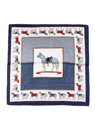 Vierkant satijnen sjaaltje met paardenprint