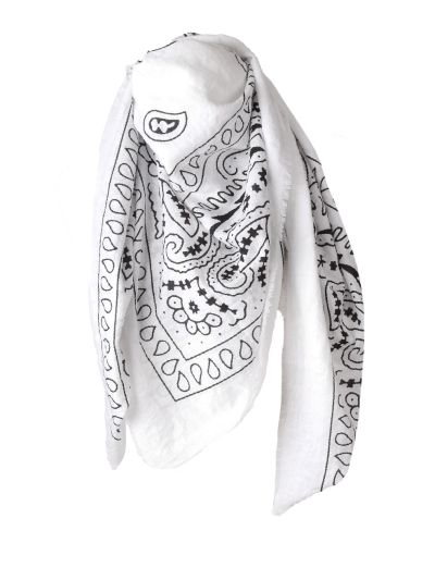 Vierkante XL sjaal in wit met bandana print