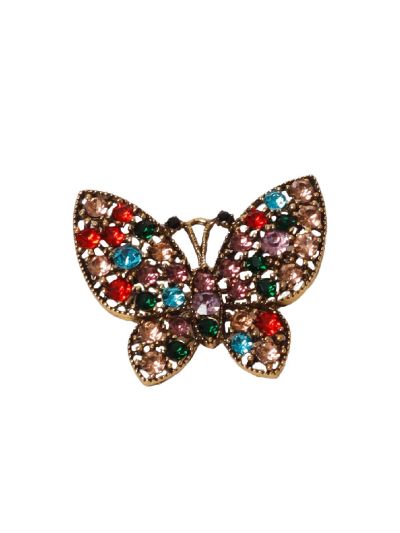 Vlinder broche met kleurrijke strass