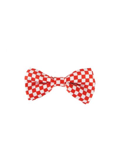 vlinderstrik met rood wit blok ruitje