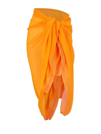 Voile sarong in warmgeel met gehaakt bandje