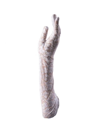 Witte stretch kanten bruidshandschoenen