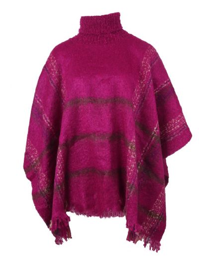 Fuchsia poncho met kol