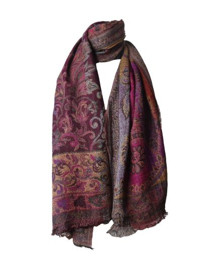 Wol-zijde sjaal met paisley patroon