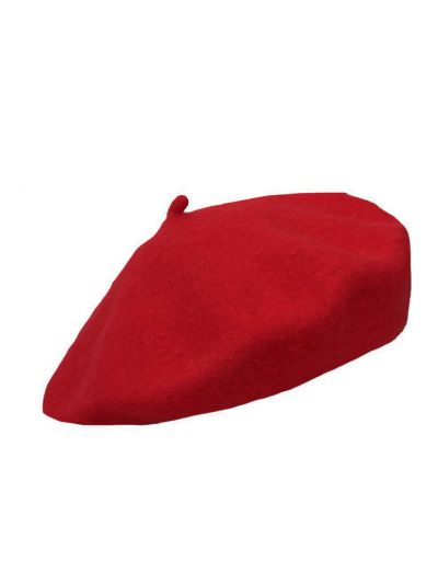 Wollen baret in rood
