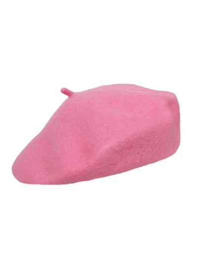 Wollen Franse baret in roze