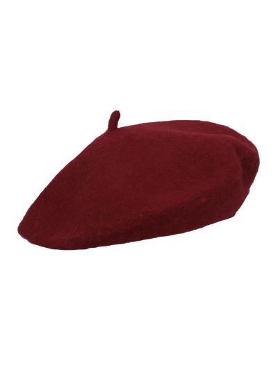 Wollen Franse baret in wijnrood
