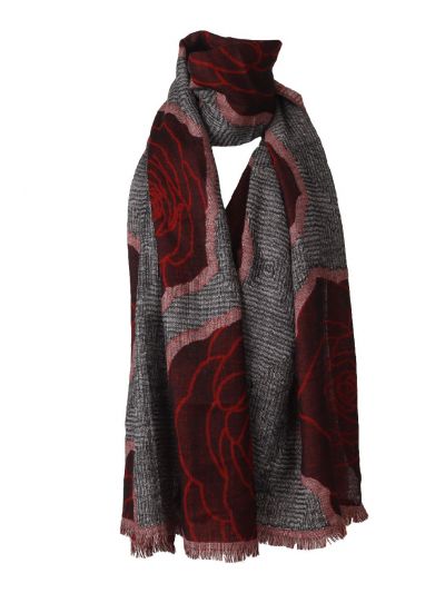 Wollen sjaal met rozenprint