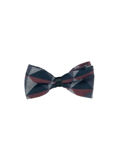 Wollen vlinderstrik met grafisch design in rood-blauw