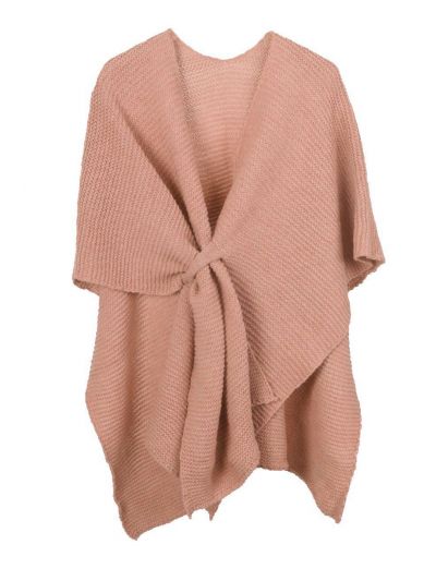 Alpaca-blend in zalmroze omslagdoek met lus
