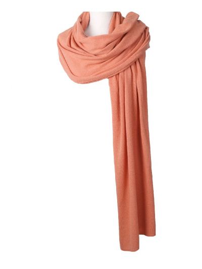 Kasjmier-blend sjaal/omslagdoek in zalmroze