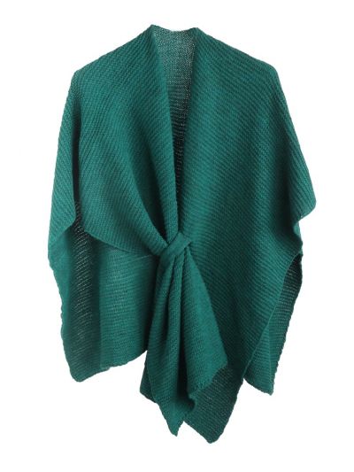 Alpaca-blend omslagdoek in zeegroen met lus