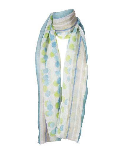 Zijde-katoenen sjaal – lime & turquoise