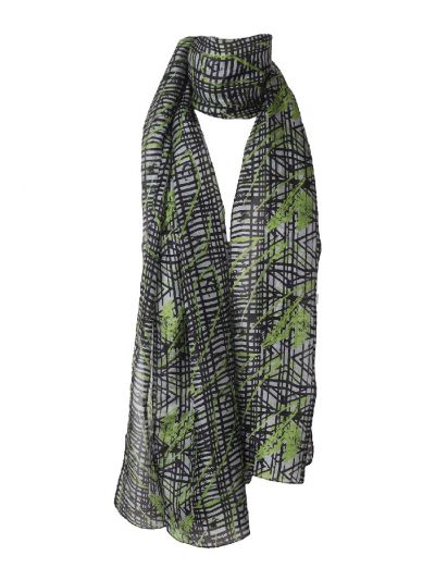 Zijden sjaal in grijs met groen