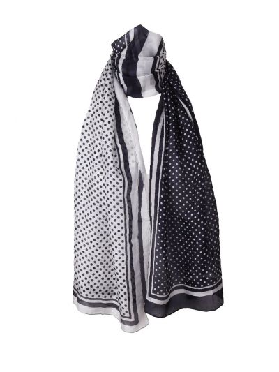 Donkerblauwe zijden sjaal met stippen