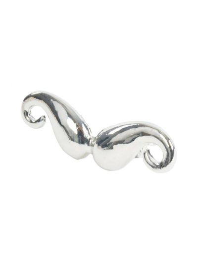 Zilverkleurige moustache-tweevingerring